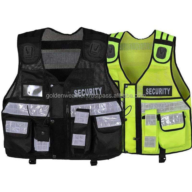 High Quality Security Men Strong Material Reflective Security Safety Vest Men Security Black Safety Vest tactical vest