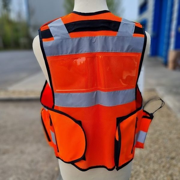 Orange Tactical Vest Security High Visibility Reflective Vest Front Zipper Multifunctional Pockets Safety Hi Viz Tactical Vest