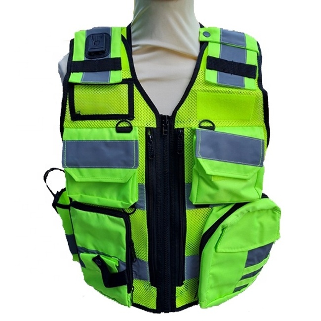 Yellow Tactical Vest Security High Visibility Reflective Vest Front Zipper Cheap Price Safety Hi Viz Tactical Vest