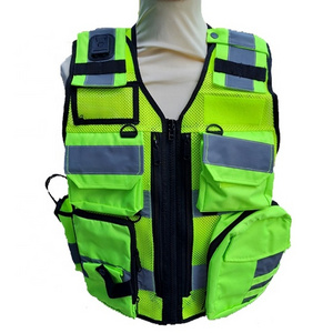 Yellow Tactical Vest Security High Visibility Reflective Vest Front Zipper Cheap Price Safety Hi Viz Tactical Vest