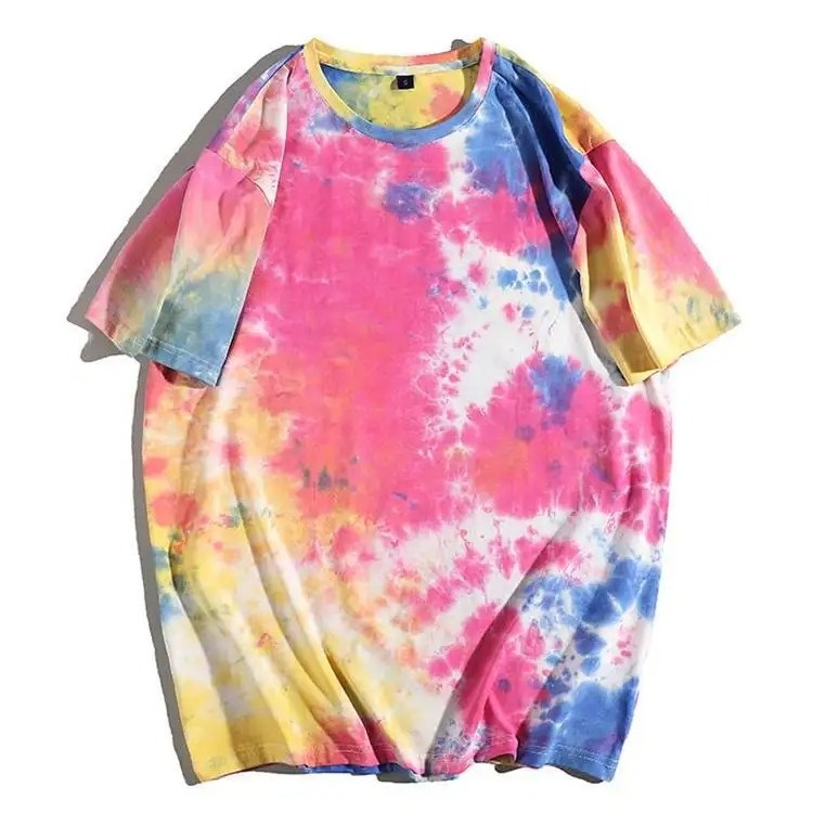 Unisex Streetwear Wholesale T-shirt Printing Multi Color Tie Dye Men 100% Cotton Custom Logo Tie Dye Hip Hop T Shirts