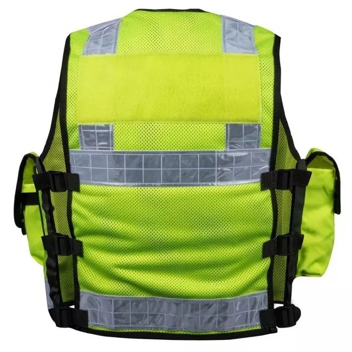 Hi Vis Safety Zippered Vest For Mens Sleeveless Orange Reflective Taped Construction Workwear Roadway Vest