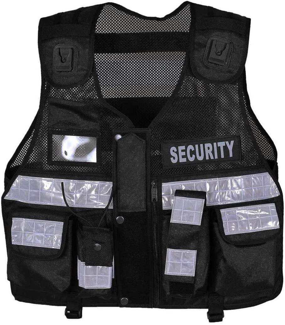 High Quality Security Men Strong Material Reflective Security Safety Vest Men Security Black Safety Vest tactical vest