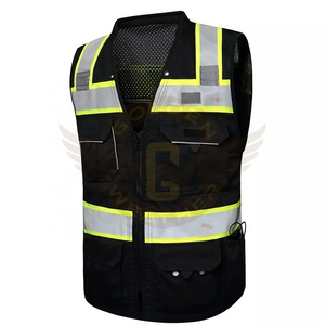 Custom Reflector Security Reflective Safety Vests Press Black High Visible Safety Reflective Tactical Gilet Vest