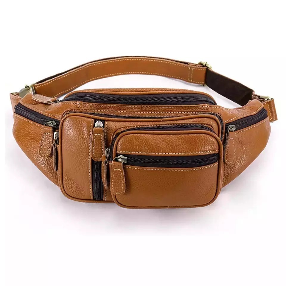 Custom Leather Large Fanny Pack Crossbody Sling Backpack Waterproof Hip Belt Bag Waist Bag By Golden Weather Company