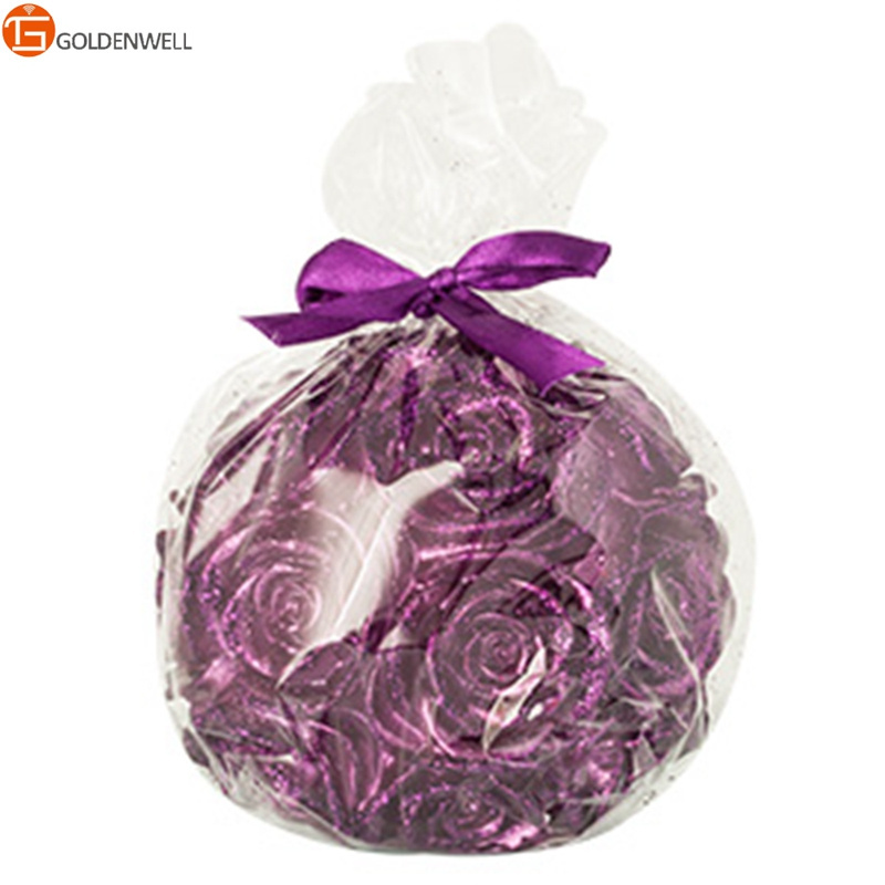 Glitter Ball Pillar Candle - Purple Rose