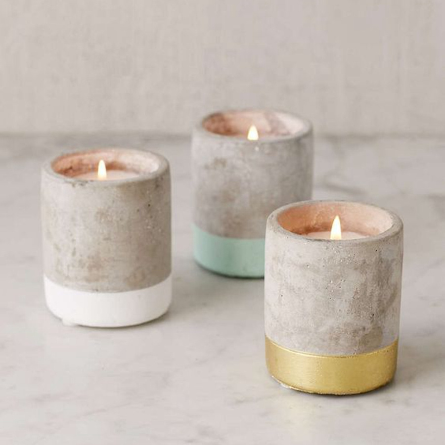 CONCRETE ROSE GOLD Candle Jar with High Quality Soy Wax Candle