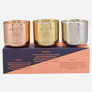 High End and Highly Scented Candle in Copper, Gold and Silver Jar