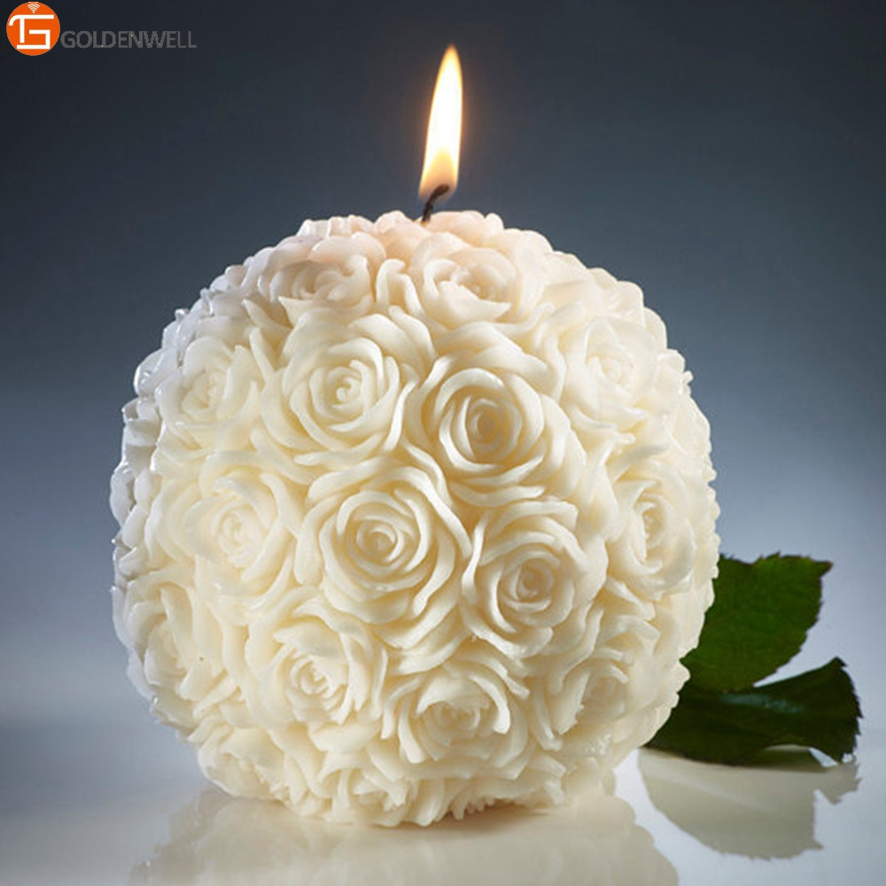 Rose Ball Candles, Ivory