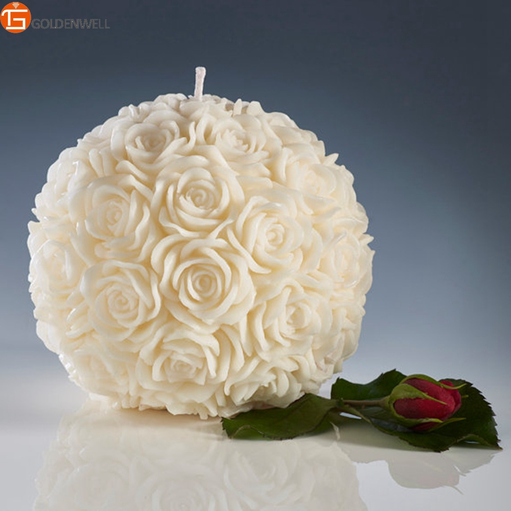 Rose Ball Candles, Ivory