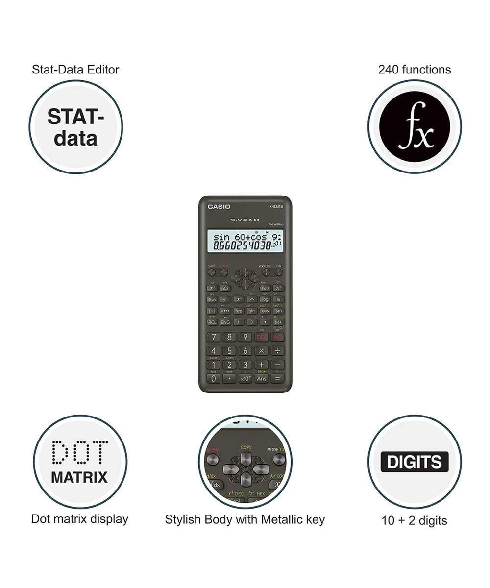 Ca sio Fx-82Ms 2Nd Gen Non-Programmable Scientific Calculator 240 Functions And 2-Line Display Black For Students At Good Price