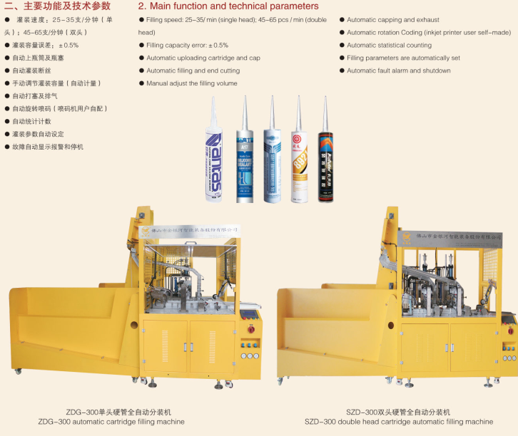 SZD-300 DOUBLE-HEAD AUTOMATIC CARTRIDGE FILLING MACHINE  FOR SEALANT FILLING