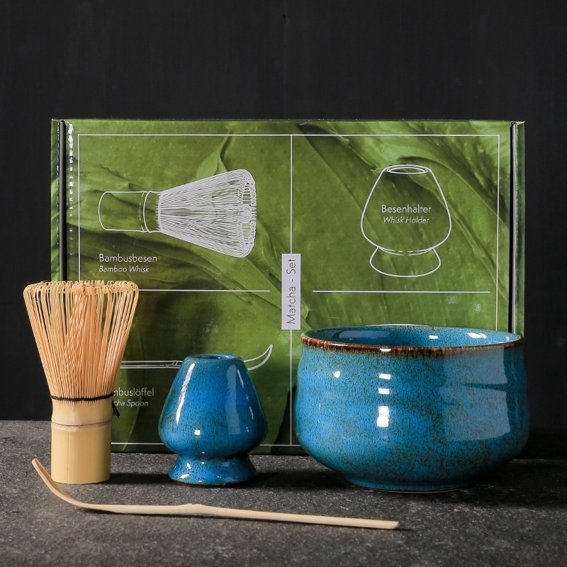 China Factory Promotion Pretty Design Matcha Tea Whisk&Holder Ceramic Tea Bowl Matcha Tool Set