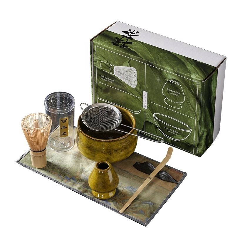 China Factory Promotion Pretty Design Matcha Tea Whisk&Holder Ceramic Tea Bowl Matcha Tool Set