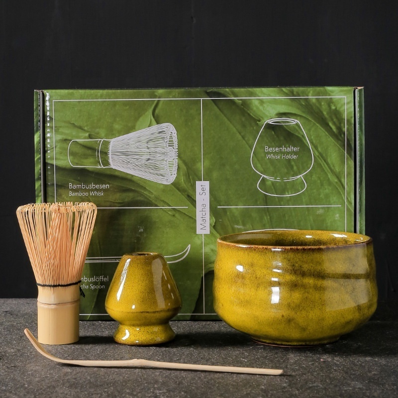 China Factory Promotion Pretty Design Matcha Tea Whisk&Holder Ceramic Tea Bowl Matcha Tool Set