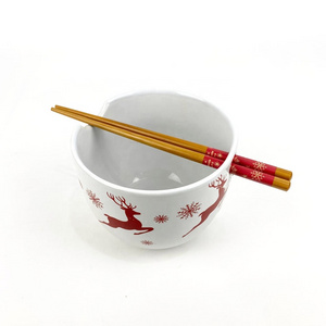 Noodle Bowl 100% High Quality Tableware Set Ramen Noodle Soup/Rice Ceramic Bowl with Chopsticks