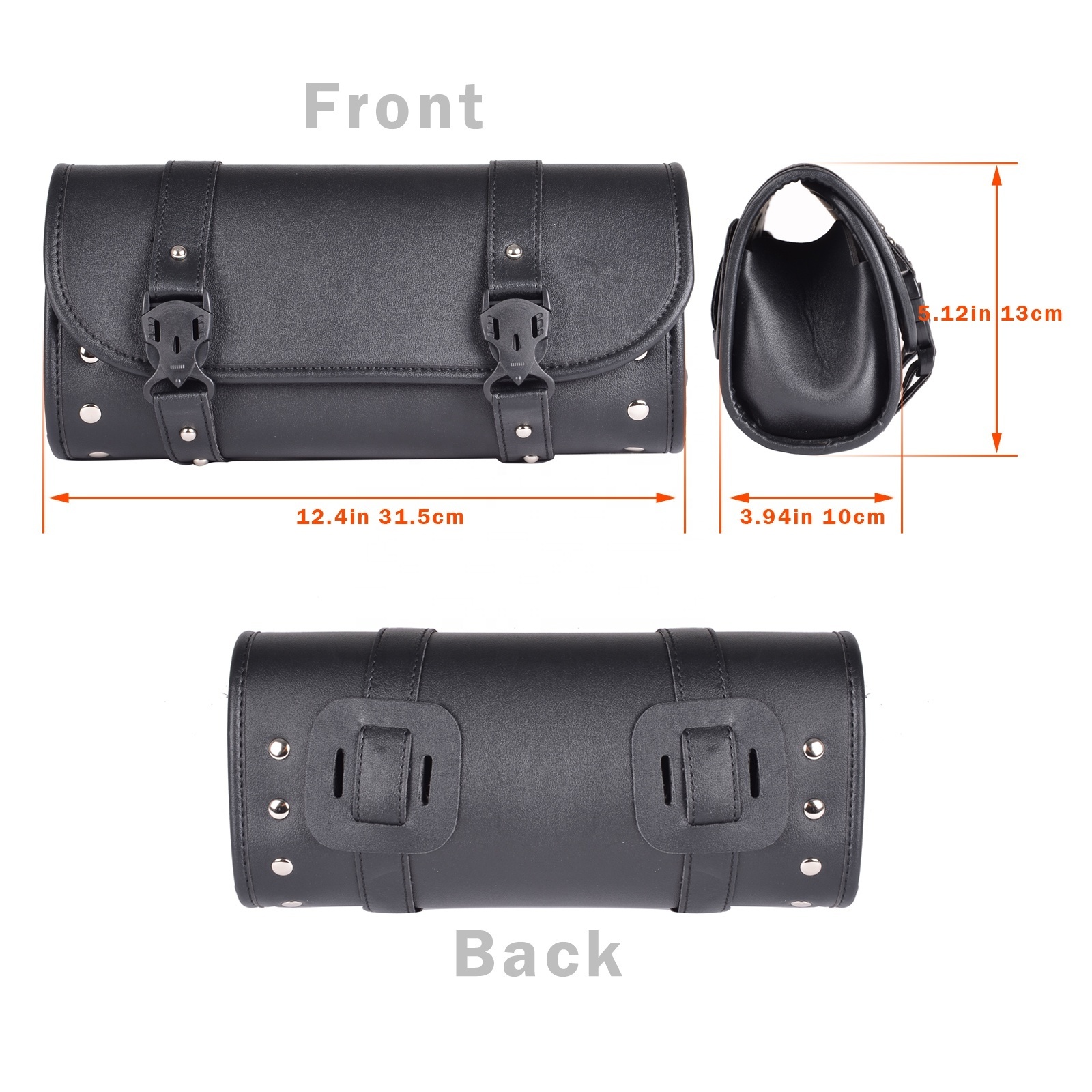 Universal PU Leather Motorcycle Fork Bag Saddlebags Handlebar Bag Sissy Bar Storage Tool Bag for Honda Kawasaki Suzuki Yamaha