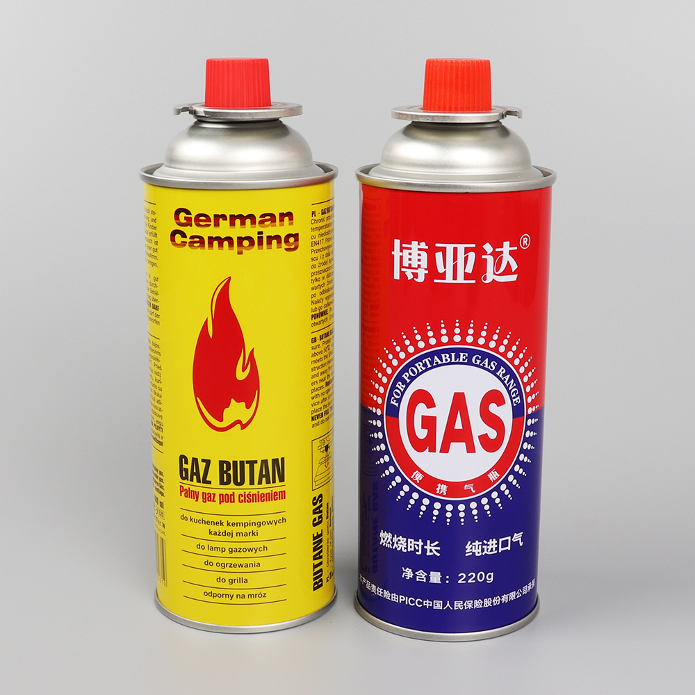 Butane Gas Cartridge Aerosol Straight Can with Gas Valve