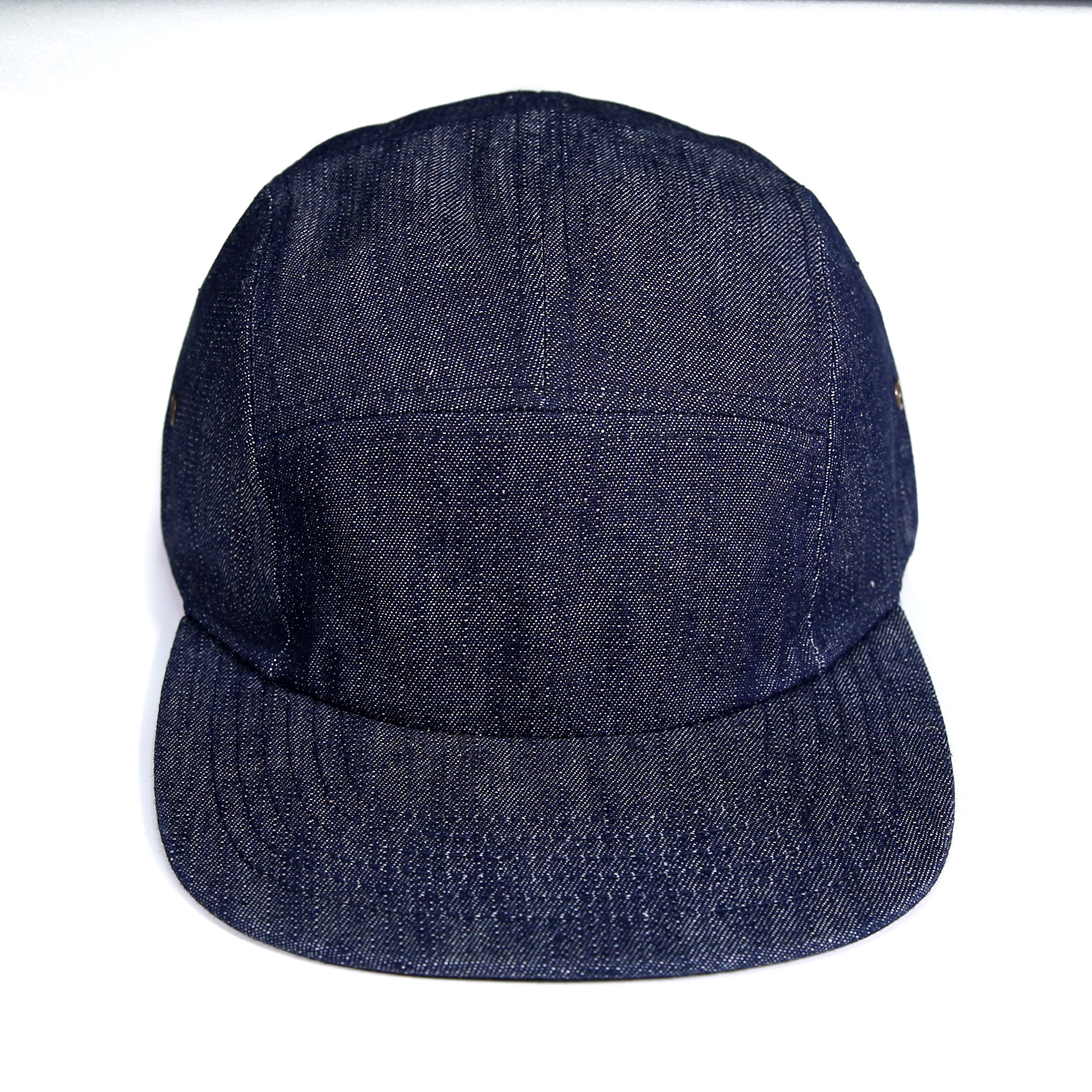 Wholesale Male Flip Up Brim  Snap Back Five panel  Denim Hats ,Blank 5 Panel Hat Cap  With Leather Strap