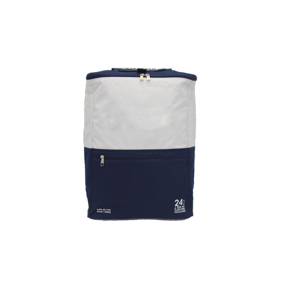 Custom Insulated 24  Food Blue/white Thermal Lined Cooler Backpack Bags with Cooler Compartment