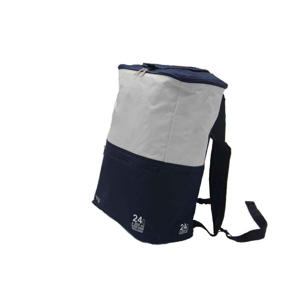 Custom Insulated 24  Food Blue/white Thermal Lined Cooler Backpack Bags with Cooler Compartment