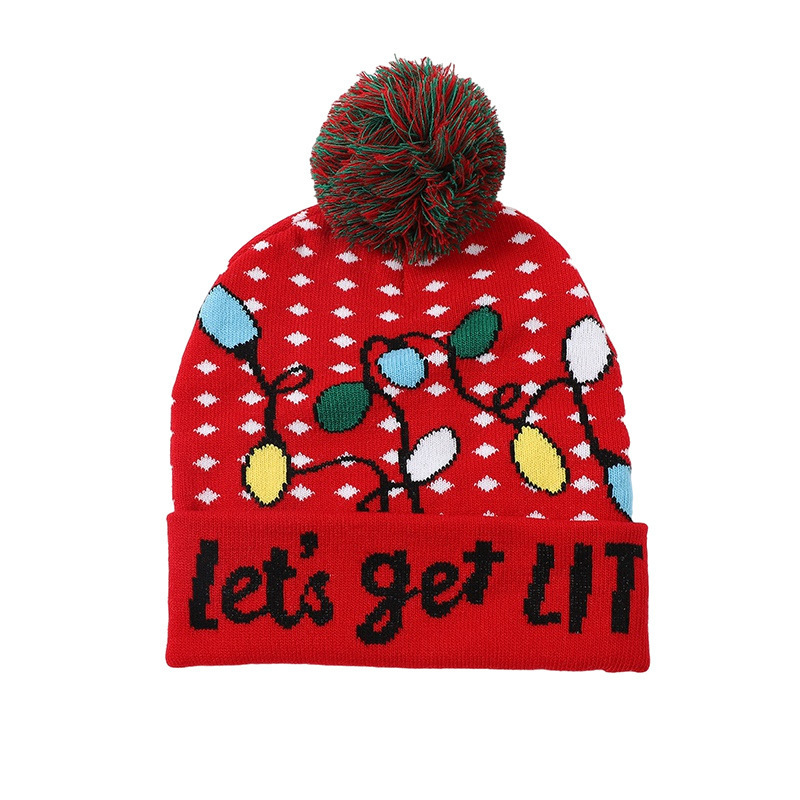 Fashion Unisex  Acrylic  Winter Christmas Jacquard  Hat Custom Logo Pom Pom Knit Cuffed Beanie