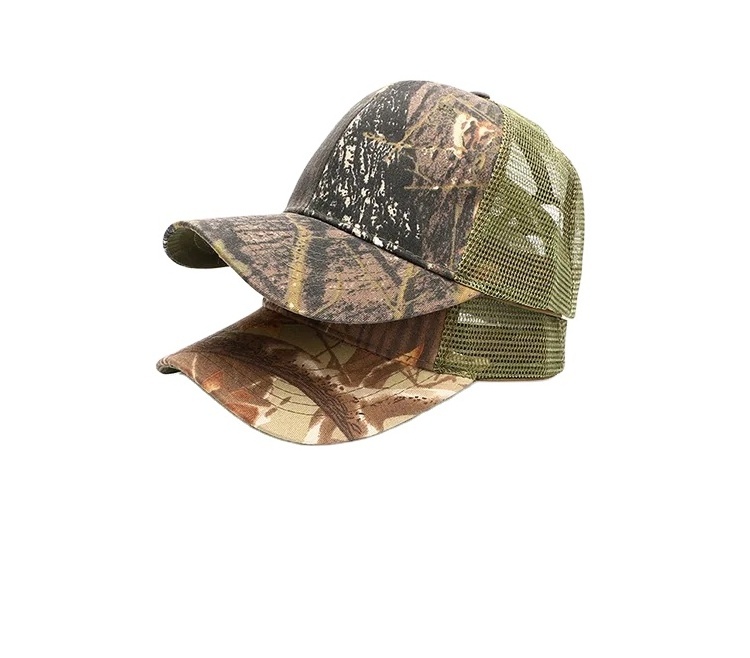 Oem Factory Custom Cotton Twill Blank Plain Camo Mesh Snap Back Outdoor Camouflage Sports Trucker Cap Hat