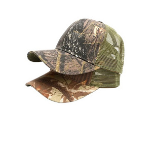 Oem Factory Custom Cotton Twill Blank Plain Camo Mesh Snap Back Outdoor Camouflage Sports Trucker Cap Hat