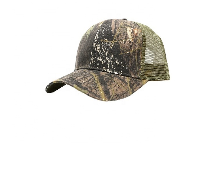 Oem Factory Custom Cotton Twill Blank Plain Camo Mesh Snap Back Outdoor Camouflage Sports Trucker Cap Hat