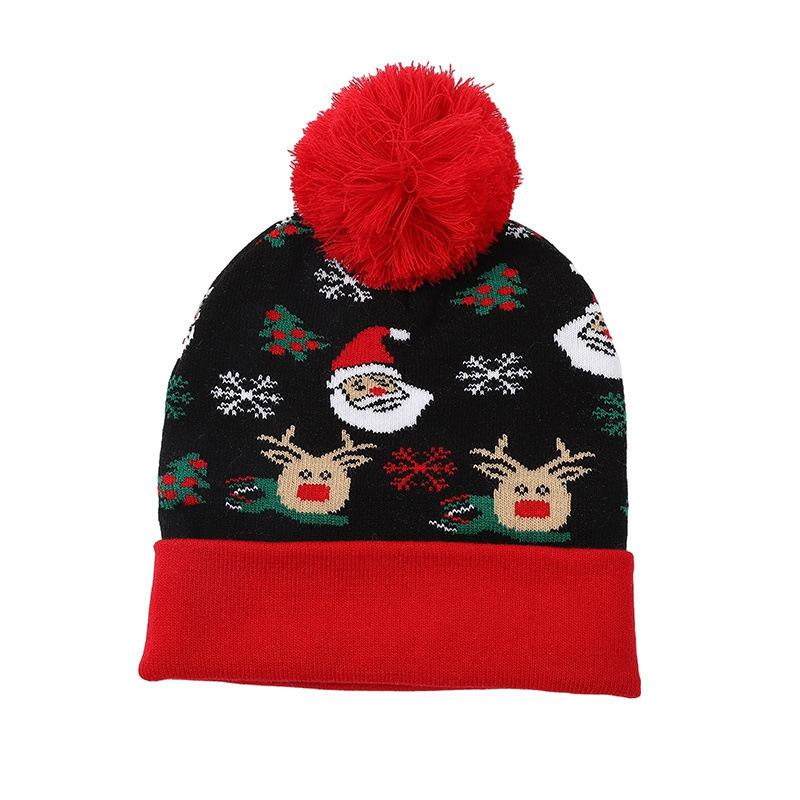 Fashion Unisex  Acrylic  Winter Christmas Jacquard  Hat Custom Logo Pom Pom Knit Cuffed Beanie