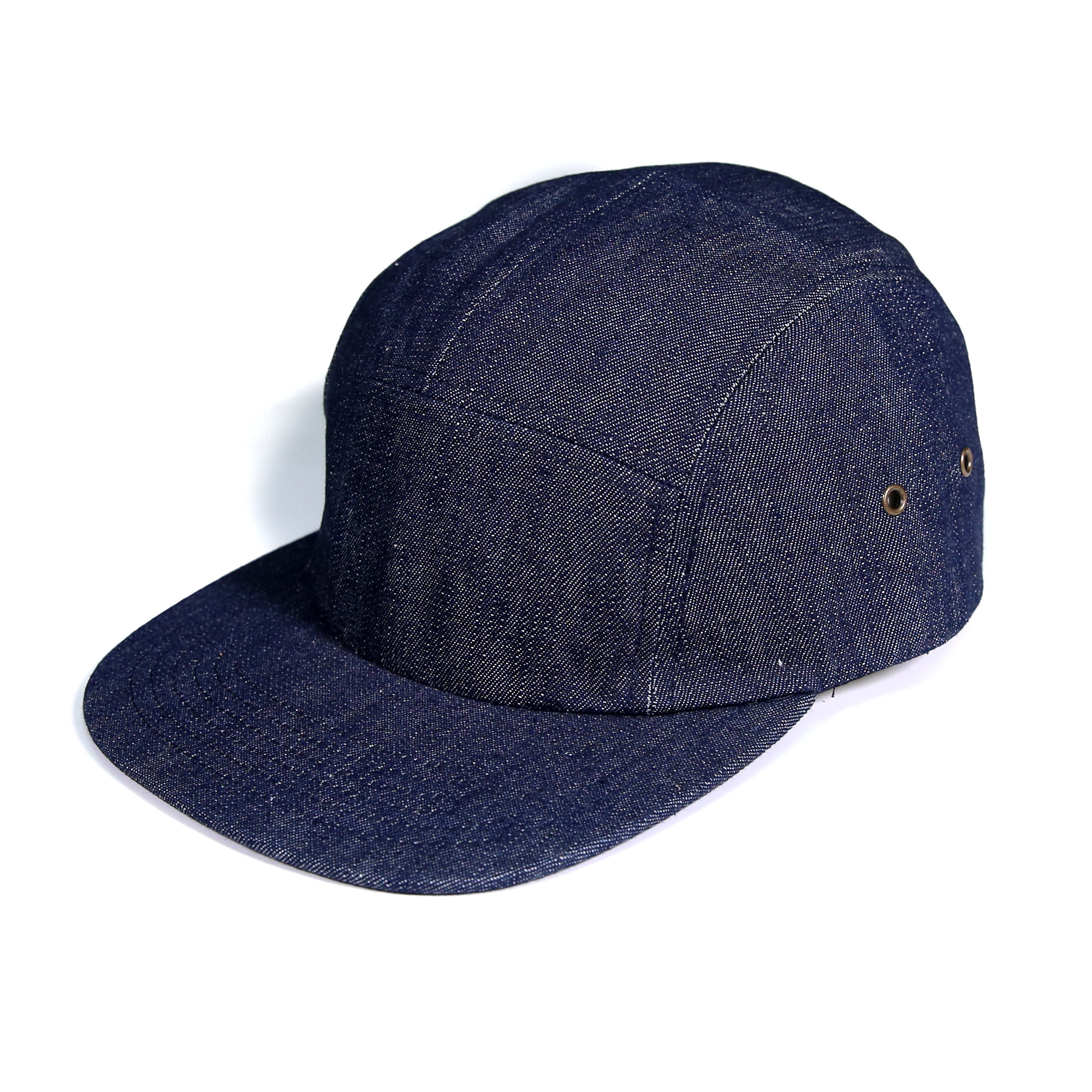 Wholesale Male Flip Up Brim  Snap Back Five panel  Denim Hats ,Blank 5 Panel Hat Cap  With Leather Strap