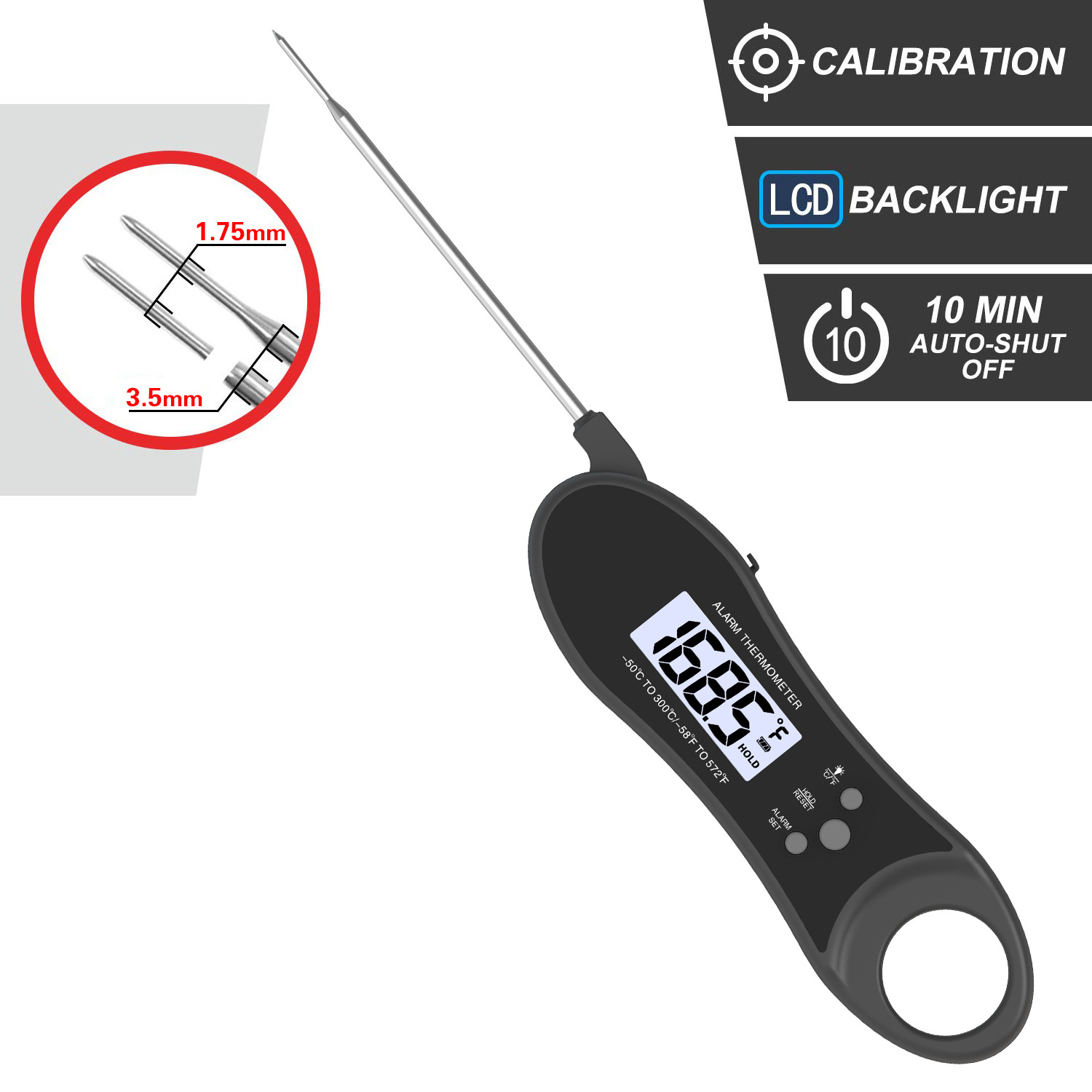 Dual Probe Digital Food Cooking Thermometer Instant Read Plastic Grilling BBQ Meat Thermometer