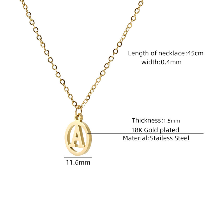 New Arrival Stainless Steel Gold Plated Hollow Letter Pendant Necklace Alphabet Initial Necklace For Women