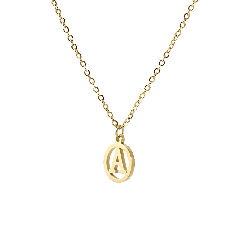 New Arrival Stainless Steel Gold Plated Hollow Letter Pendant Necklace Alphabet Initial Necklace For Women