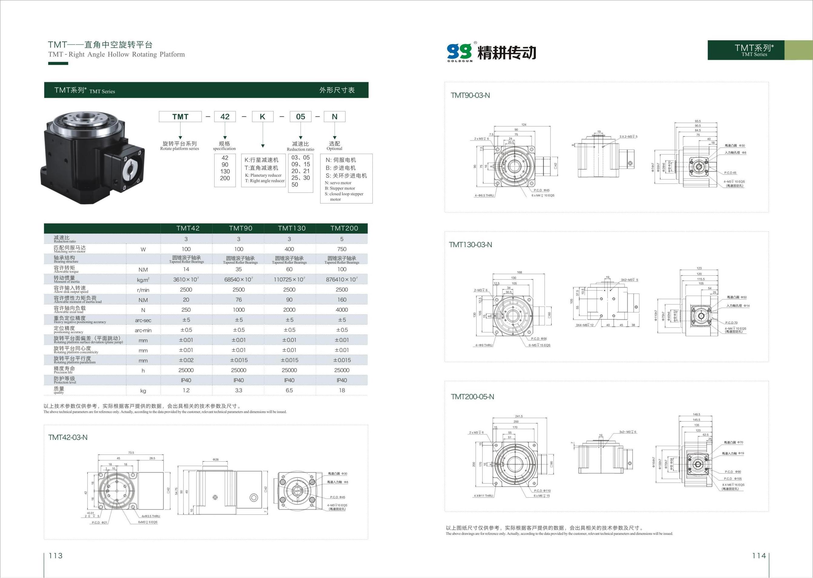 KTN200-18K-19-70-M6 One input two output gearbox precision planetary gearbox and servo driving rotary table