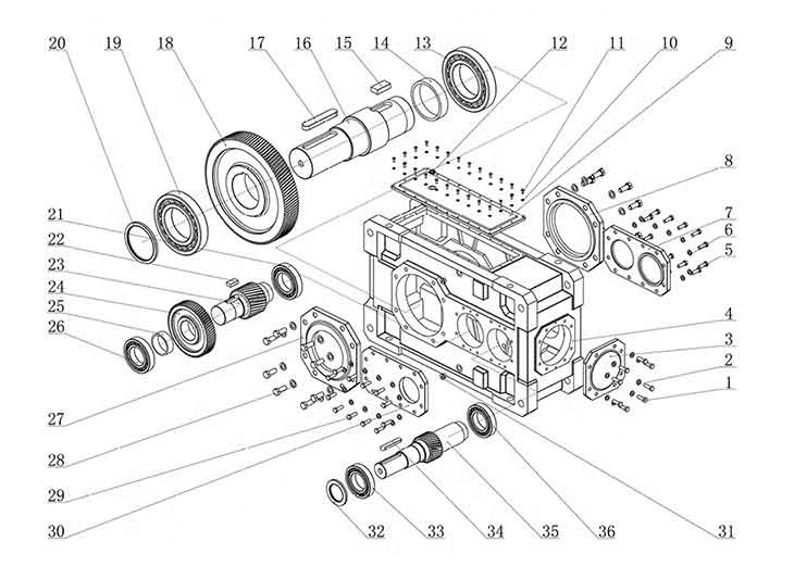 B Series Bevel-helical Industrial Gearbox Reduction gear box for Lifting and transportation