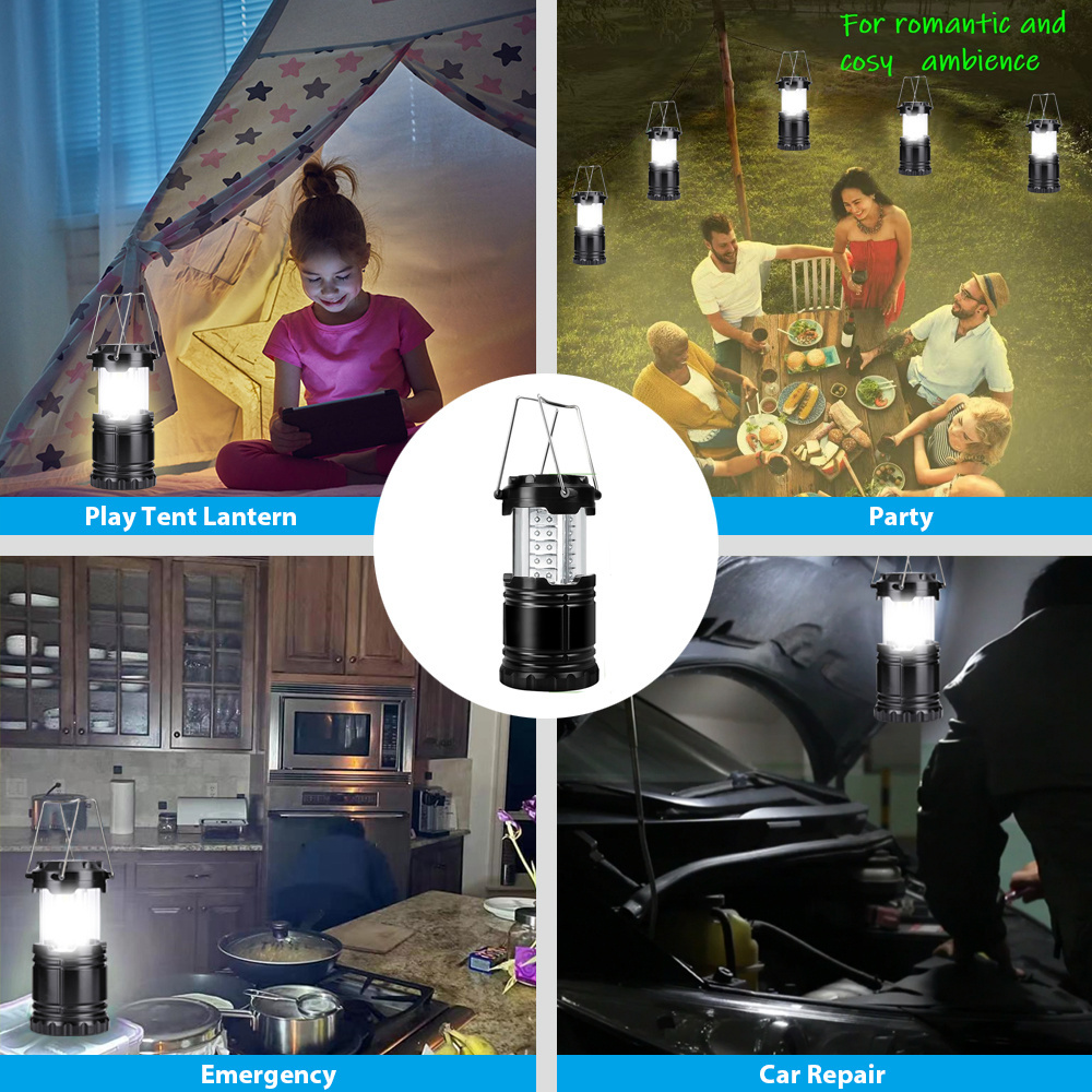 2024 camping lantern collapsible led super bright battery operated foldable hanging hiking lantern