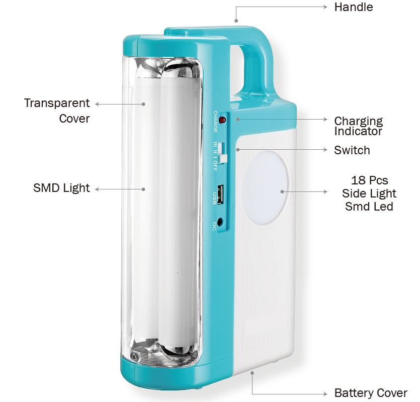 lamparas recargables Power Cut Loadshedding Japan Emergency Light with Lead Acid Battery 20 Hours Back Up Time Emergency Light