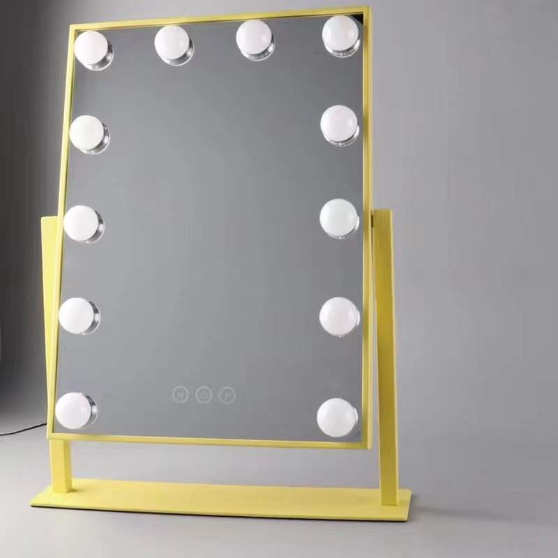 Customized Logo Acceptable Supplier Supply Square Make Up 10 Bulbs Led Vanity Makeup Hollywood Mirror With light