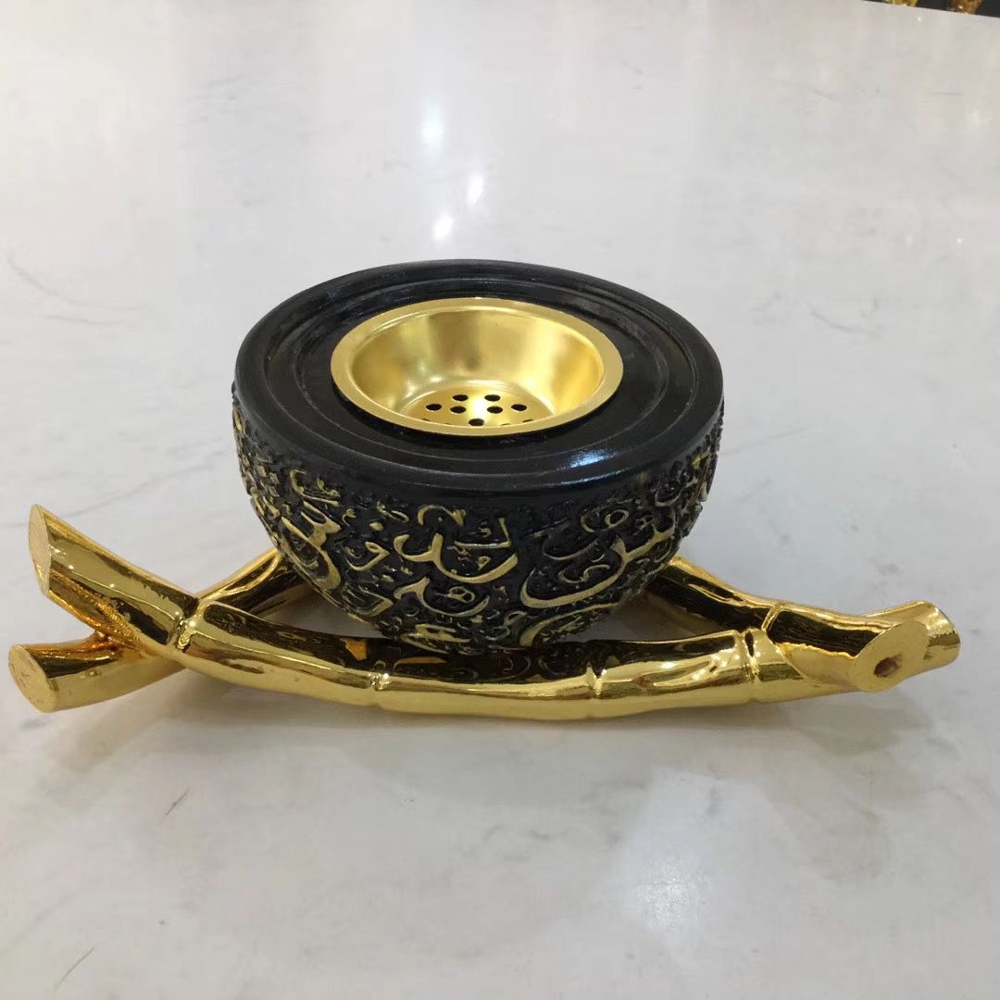 bowl shape gold color white color resin incense burner censer box for charcoal at home as home gifts beautiful deco