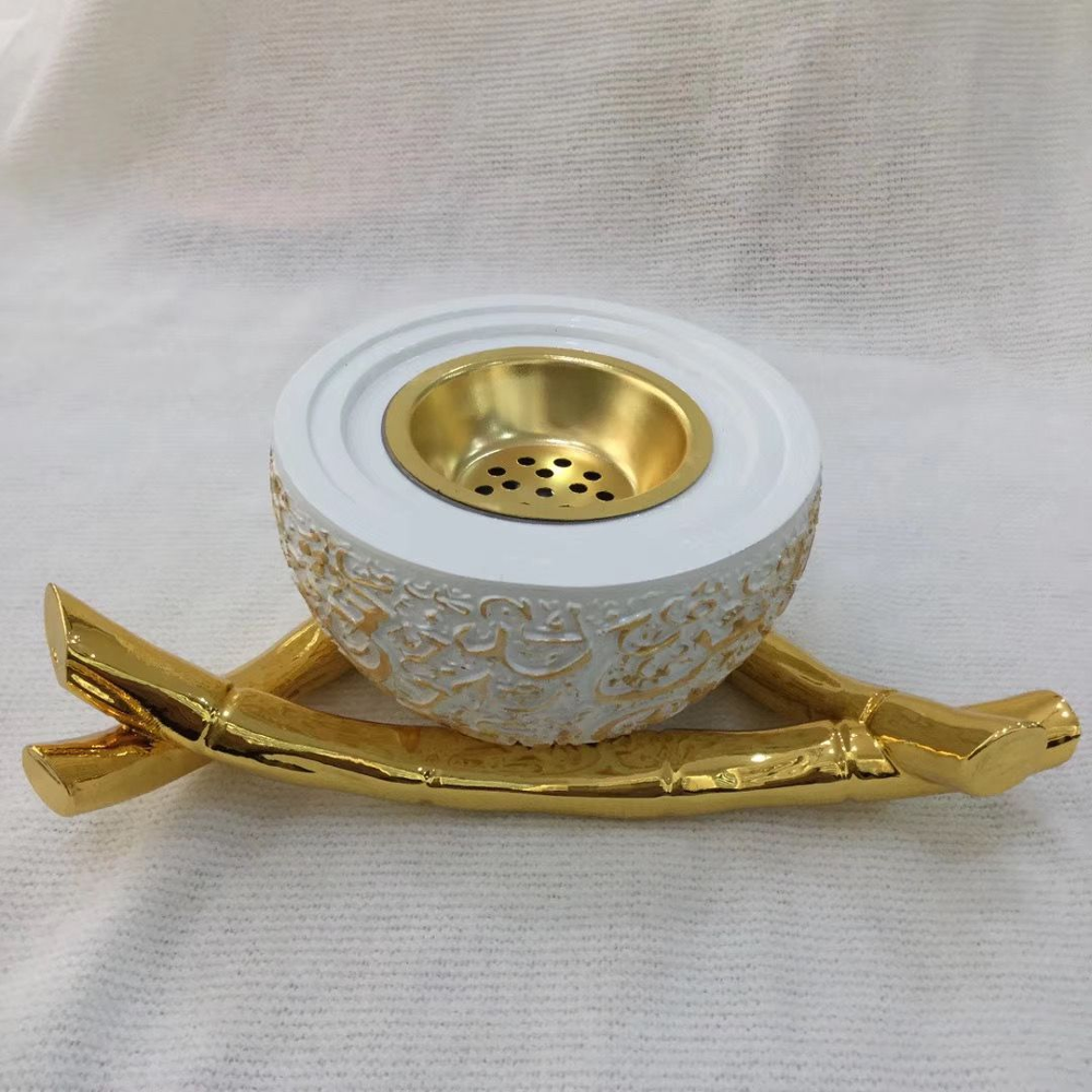 bowl shape gold color white color resin incense burner censer box for charcoal at home as home gifts beautiful deco