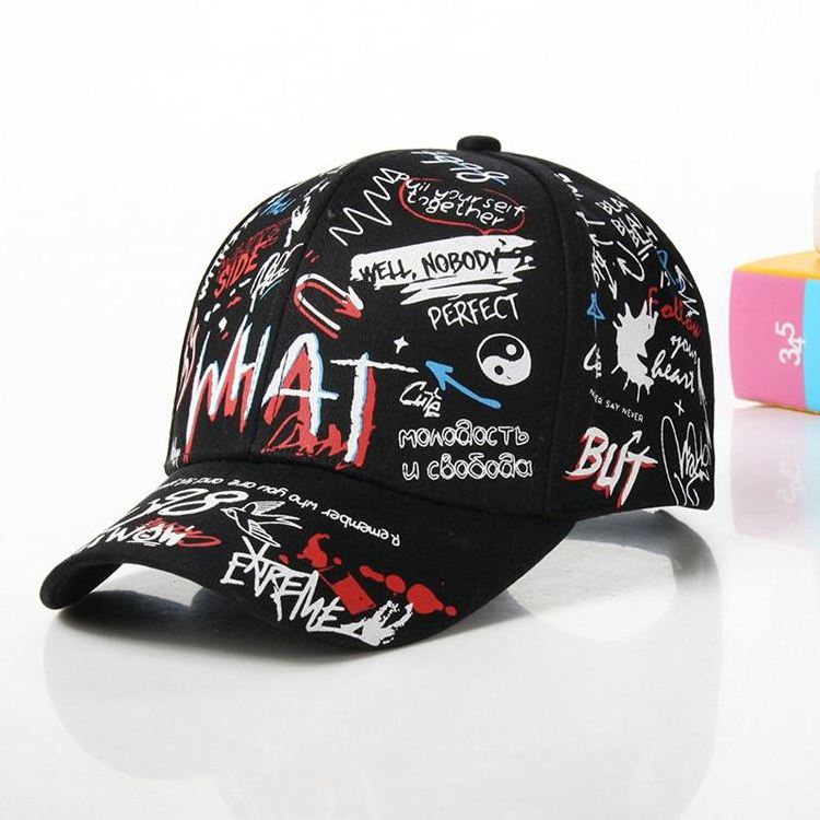 Spring Graffiti Alphabet Printed Baseball Cap Male Sunscreen Sunshade Cap Outdoor Children's Parent-Child