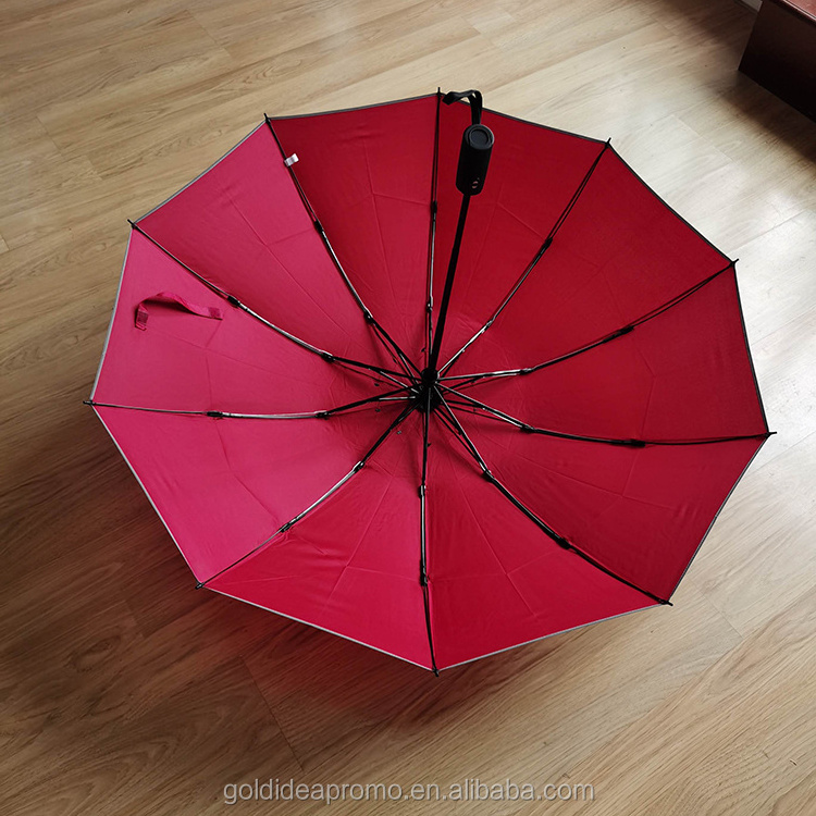 Automatic Folding Inverted Umbrella Custom Reflective Inverted Umbrella Compact Windproof Led Reverse Umbrella