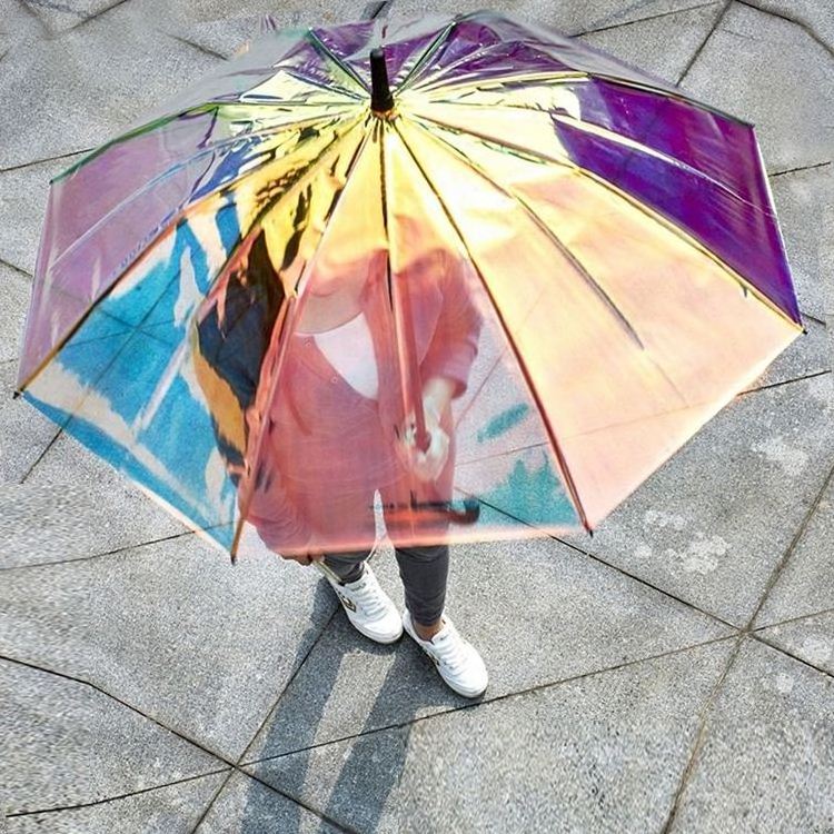 23inch Colorful Transparent Hologram Umbrella