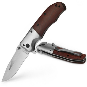 DA51 Hot Sell Wood Handle Survival Gift Knives 3CR13 Stainless Steel Pocket Folding Knife