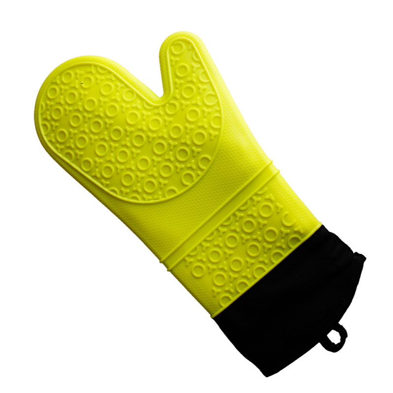 Thick Long Waterproof Heat Resistant Silicone Glove With Cotton Kitchen BBQ Cooking Baking Gloves