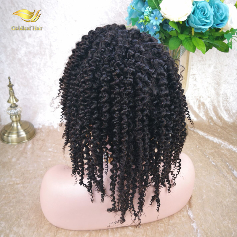 Jiaozhou wig factory wholesale single donor cuticle aligned kinky curly virgin mongolian hair lace front wig