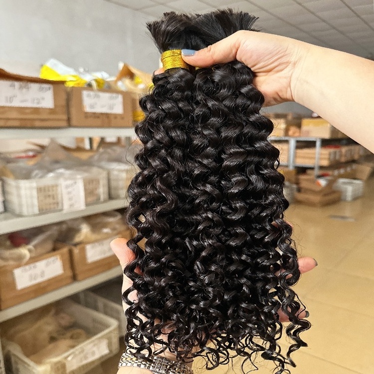 Wholesale Raw Indian Hair No Weft Deep Curly 100 Human Hair Bulk For Braiding