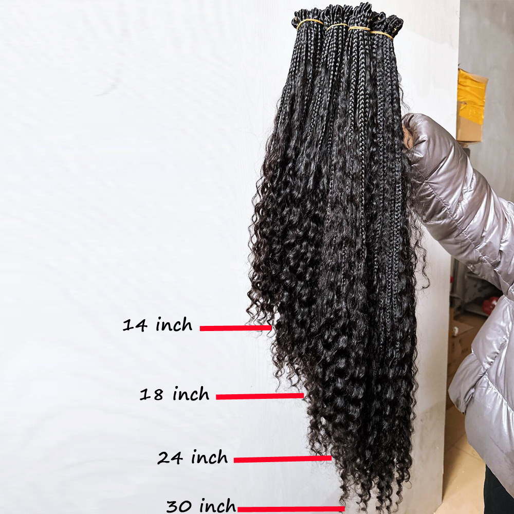 Boho Box Braids Crochet Human Hair Curls 30 Inch Pre-looped Synthetic Braiding Hair Extensions Human Hair