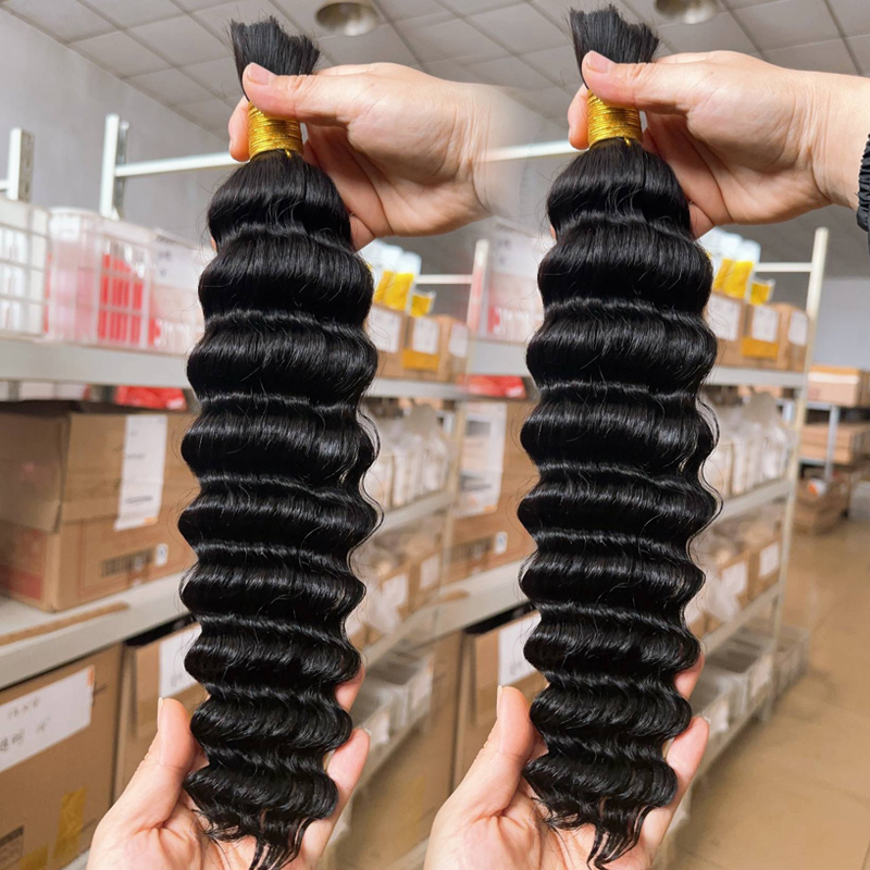 Wholesale Raw Indian Hair No Weft Deep Curly 100 Human Hair Bulk For Braiding